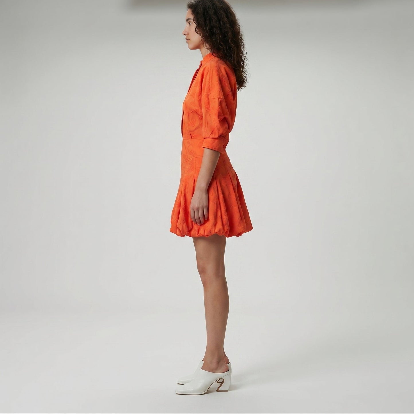 Embroidered Orange Mini Dress