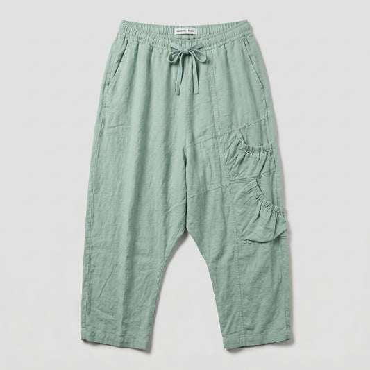 Linen Drop Crotch Cropped Trousers