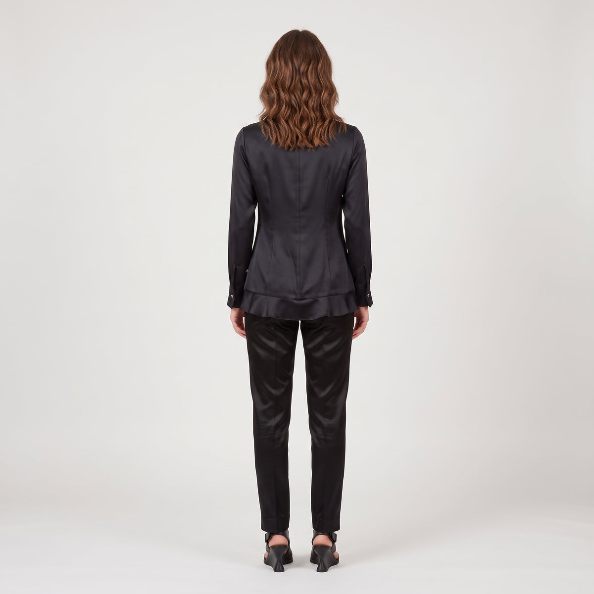 Ruffled Multi-Tone Black Blouse