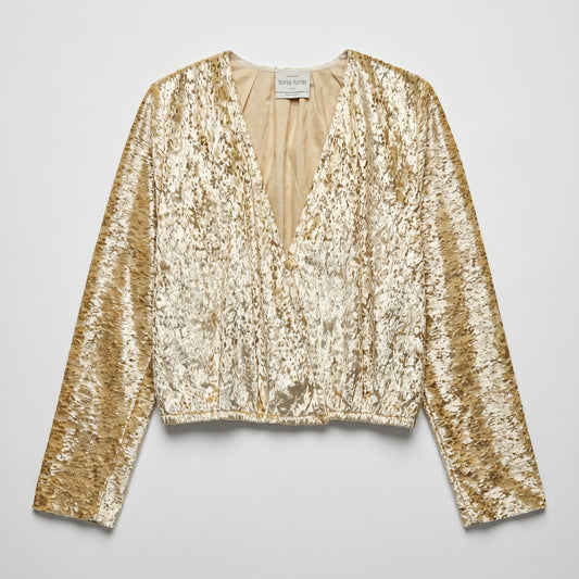 Metallic Crushed Velvet Wrap Top