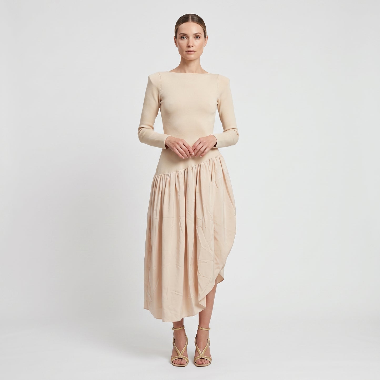 Asymmetric Gathered Hem Mini Dress