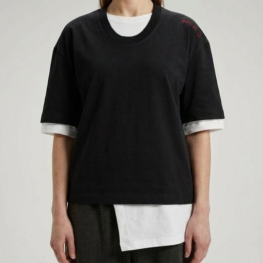 Layered Hem Contrast T-Shirt