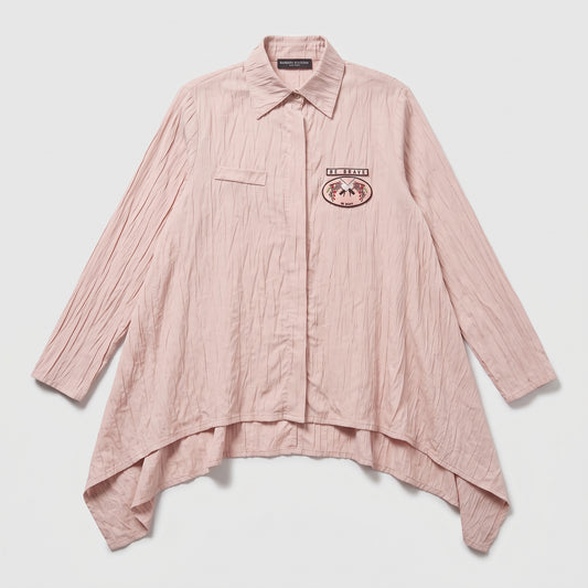 Textured Pink Oversized Button Shirt