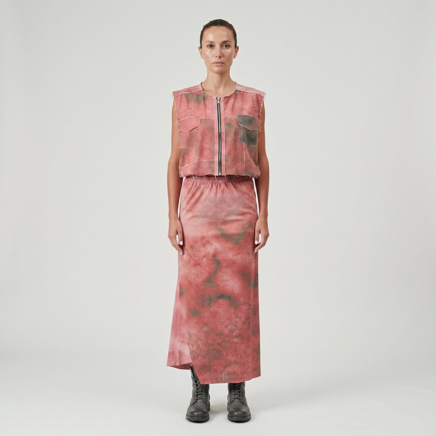 Abstract Printed Asymmetric Skirt