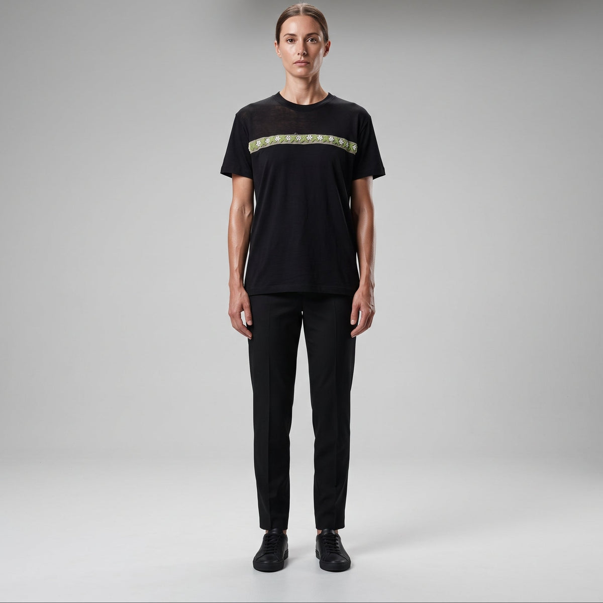 Embroidered Floral Detail T-Shirt
