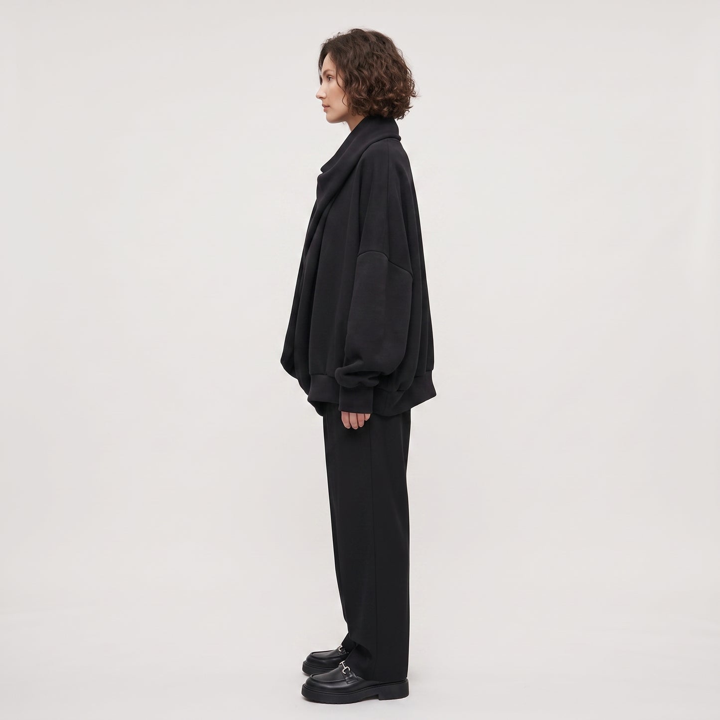 Draped Cowl Neck Sweatshirt