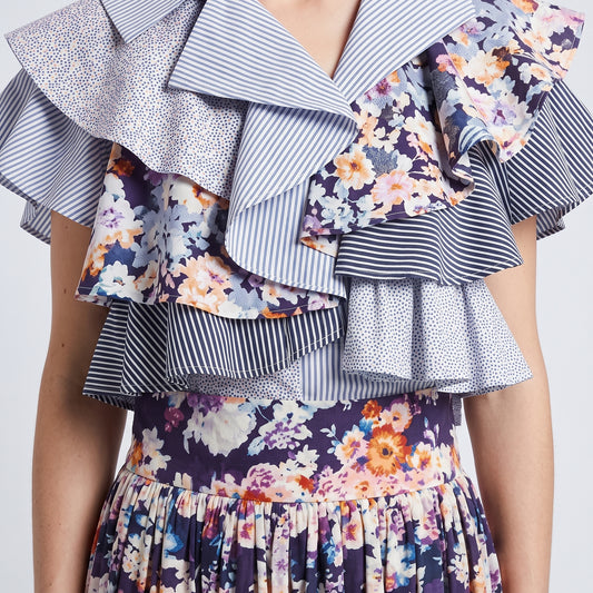 Floral Print Pleated Midi Skirt