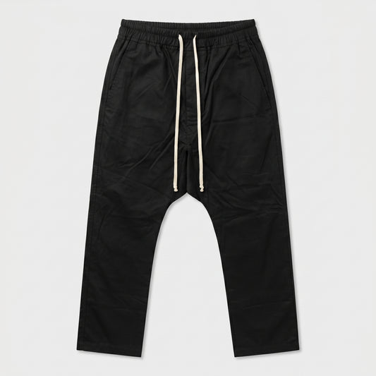 Minimalist Black Drawstring Trousers