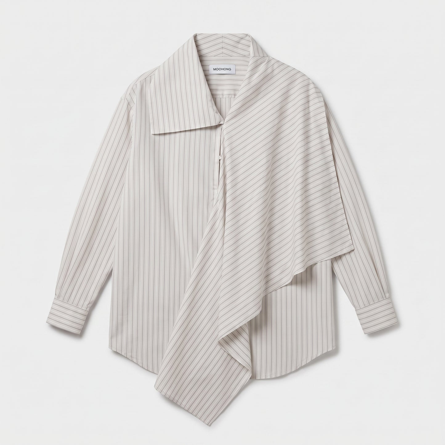 Asymmetric Striped Draped Shirt