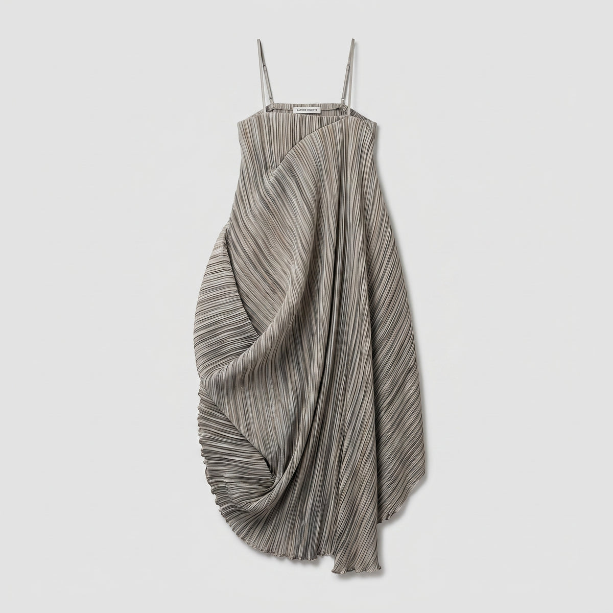 Pleated Asymmetric Drape Midi Dress