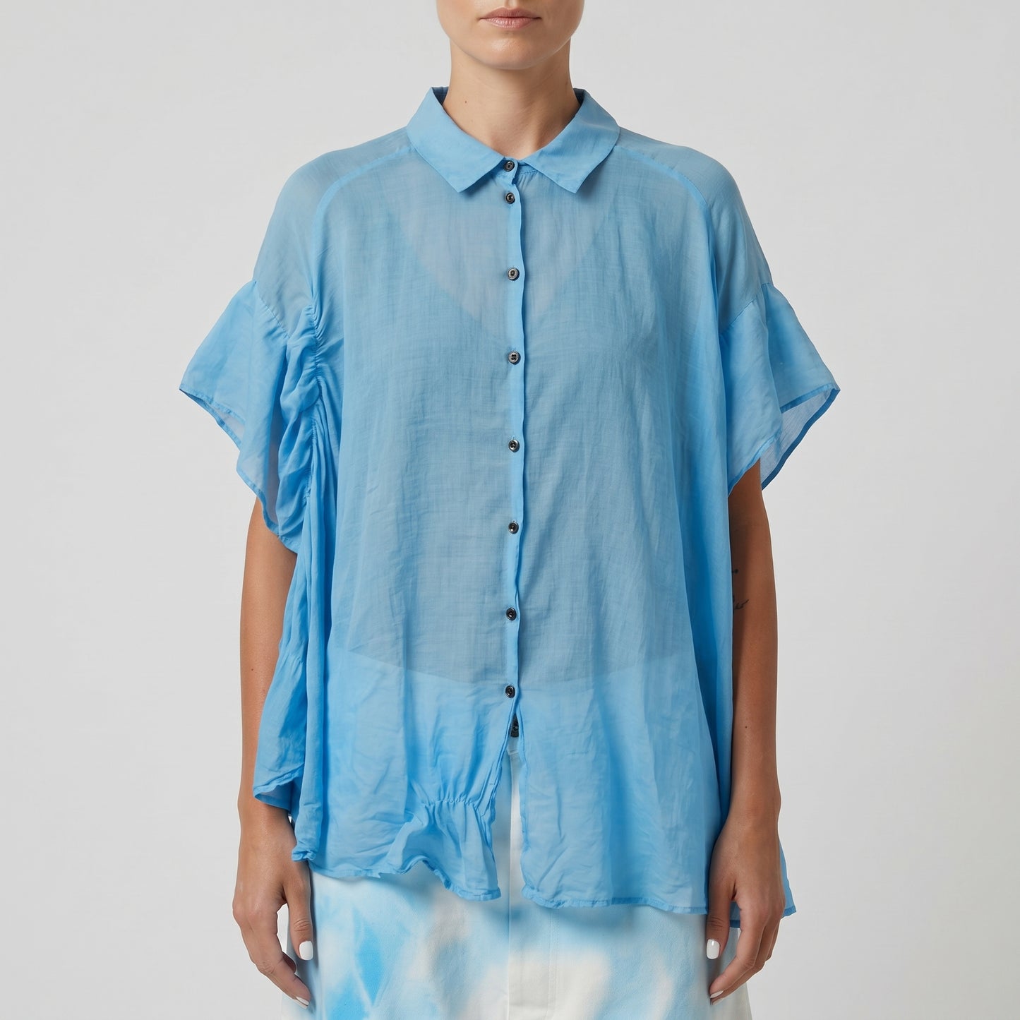 Oversized Blue Short Sleeve Shirt