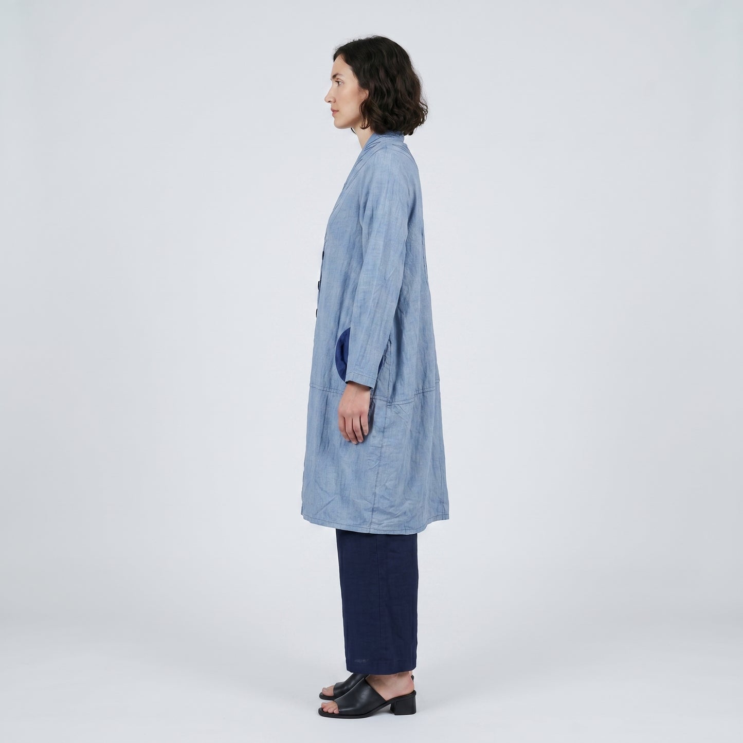 Embroidered Linen Longline Jacket
