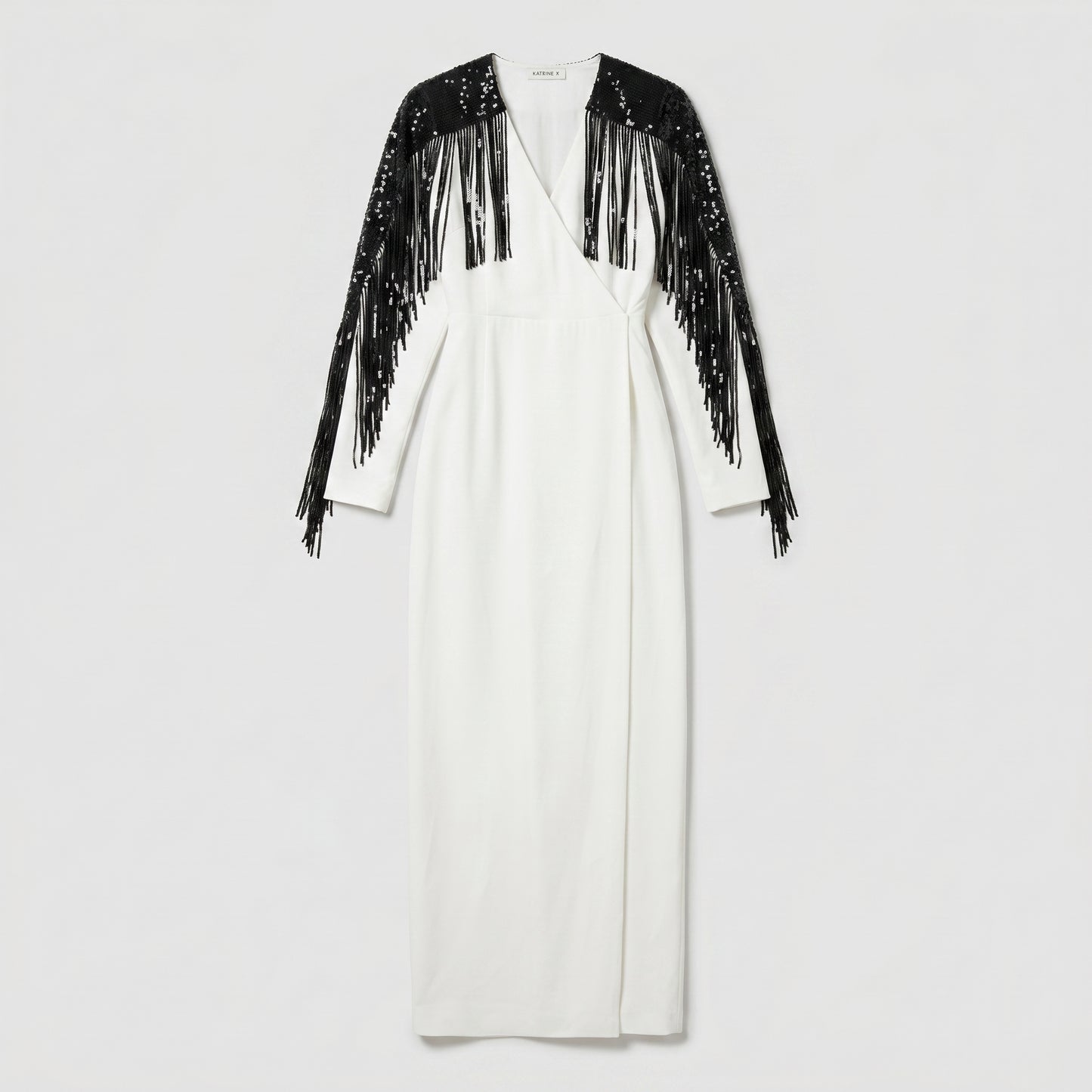 Embellished Fringe Wrap Maxi Dress