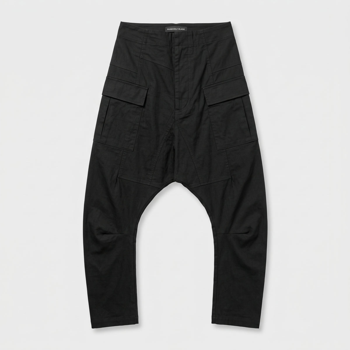 Black Cargo Drop Crotch Pants