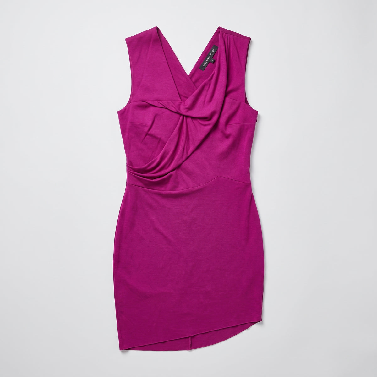 Draped Magenta Asymmetric Mini Dress