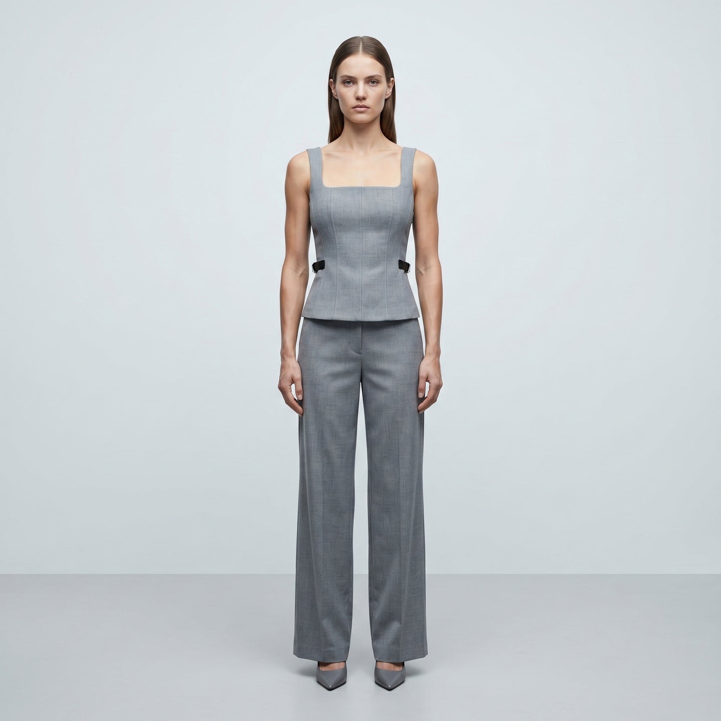 Tailored Grey Buckle Vest