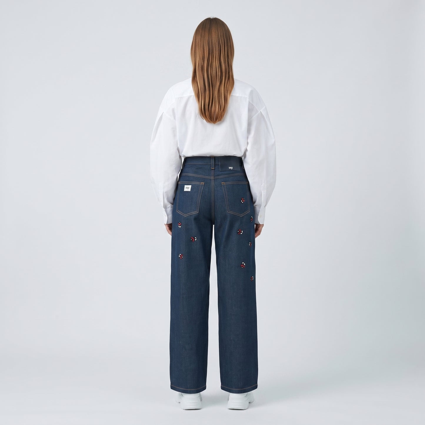 Embroidered High-Rise Denim Jeans
