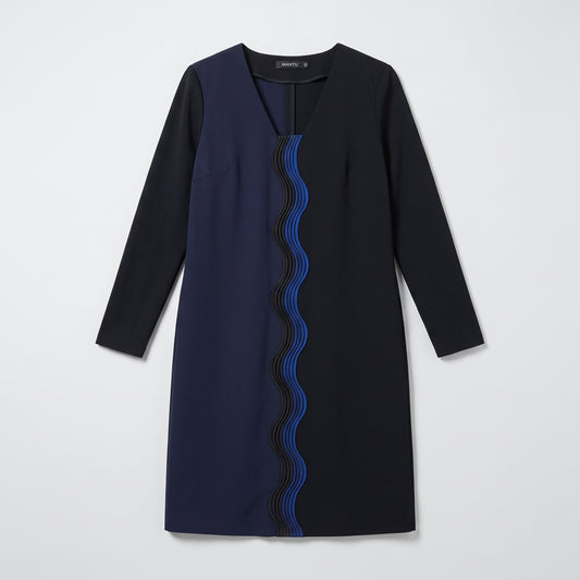 Colorblock Wave Detail Shift Dress