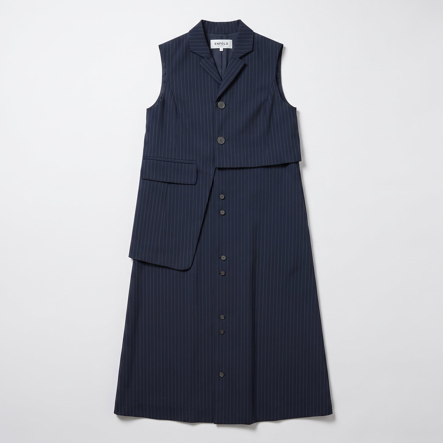 Tailored Pinstripe Layered Vest Dress