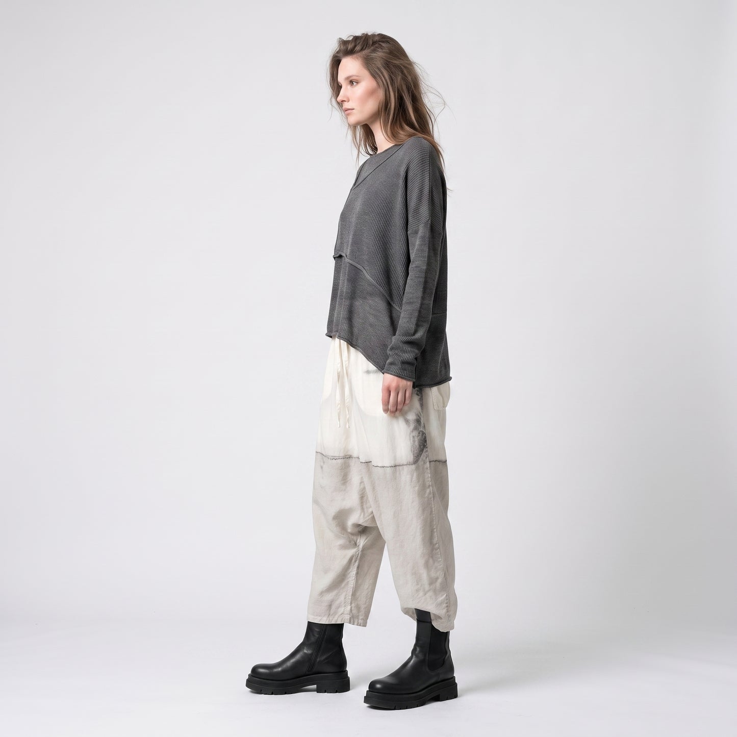 Abstract Print Relaxed Linen Trousers