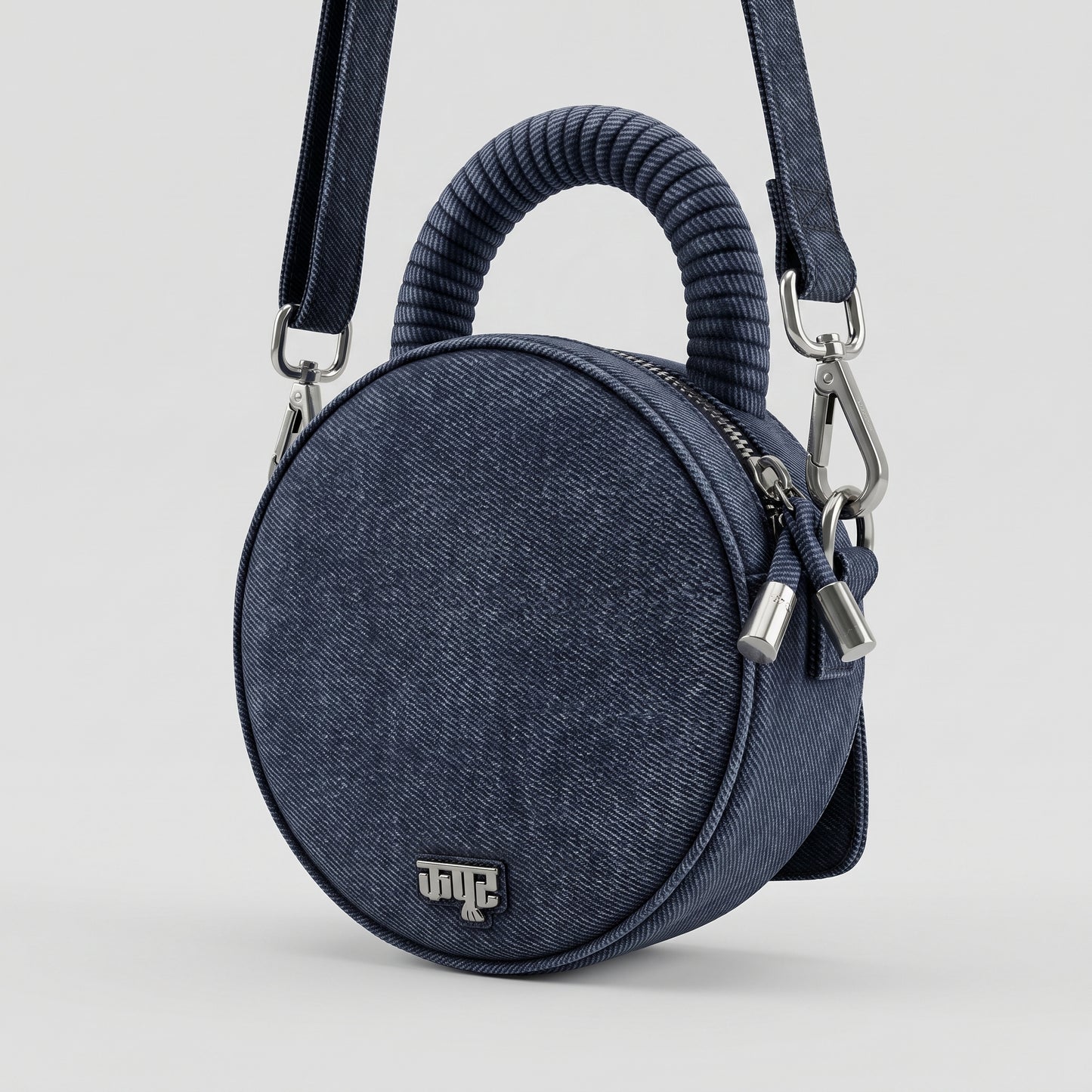 Circular Denim Statement Crossbody Bag