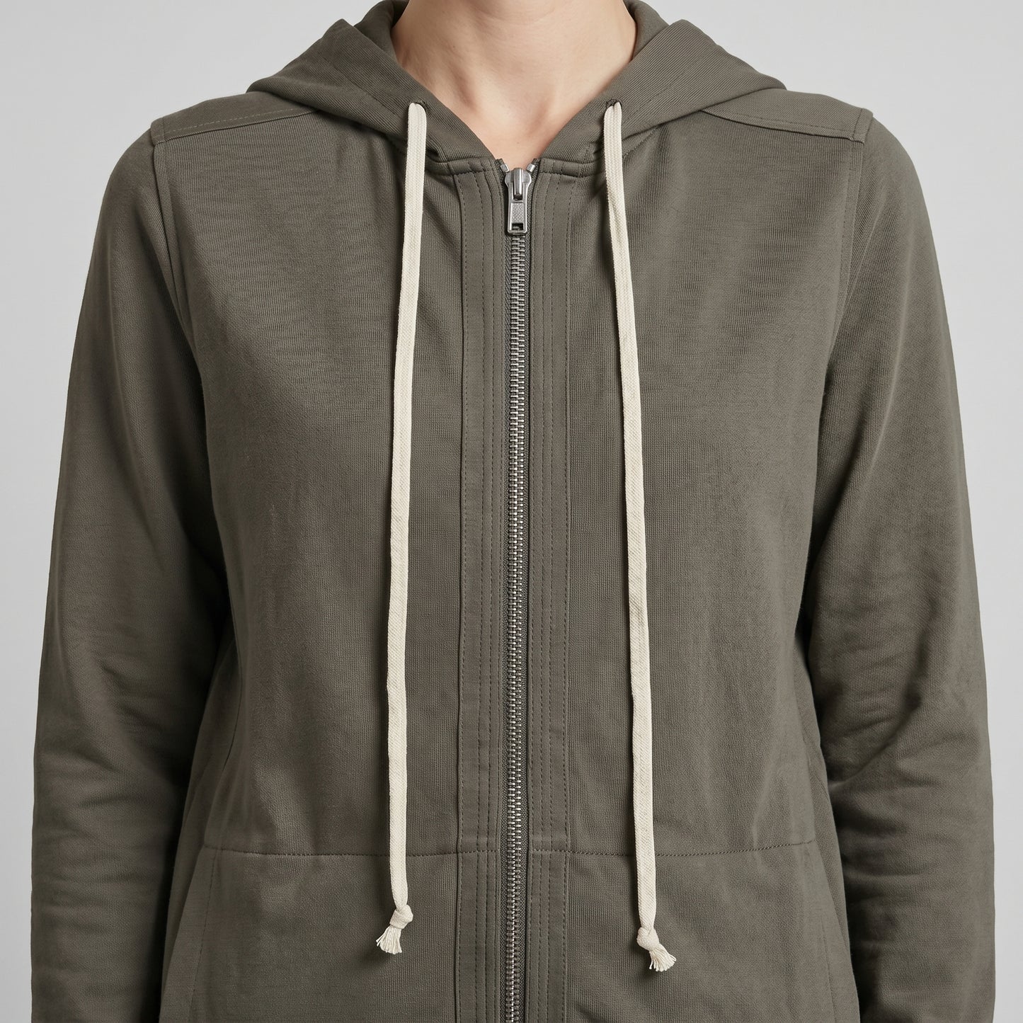 Longline Cotton Zip Hoodie