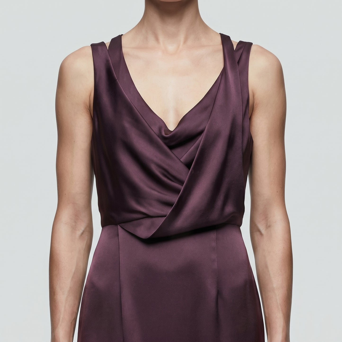 Draped Satin Midi Dress