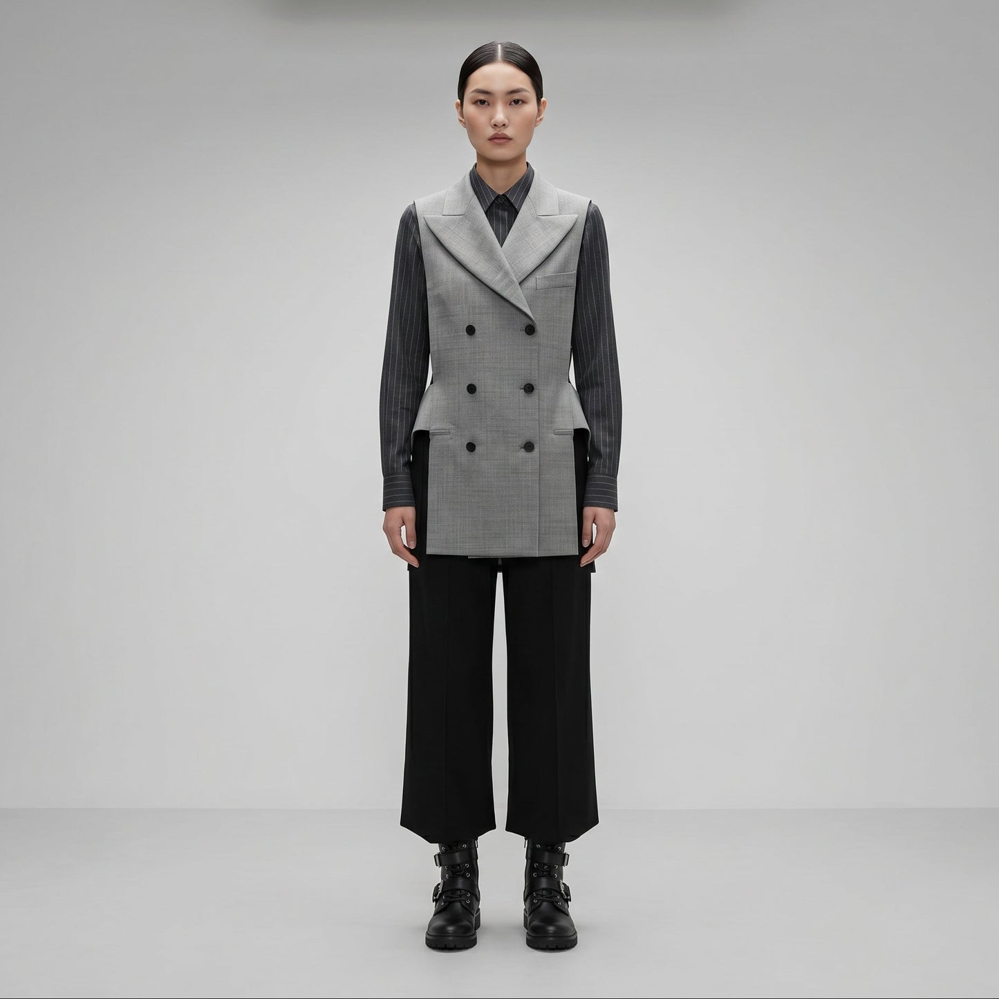 Tailored Double-Breasted Sculptural Vest