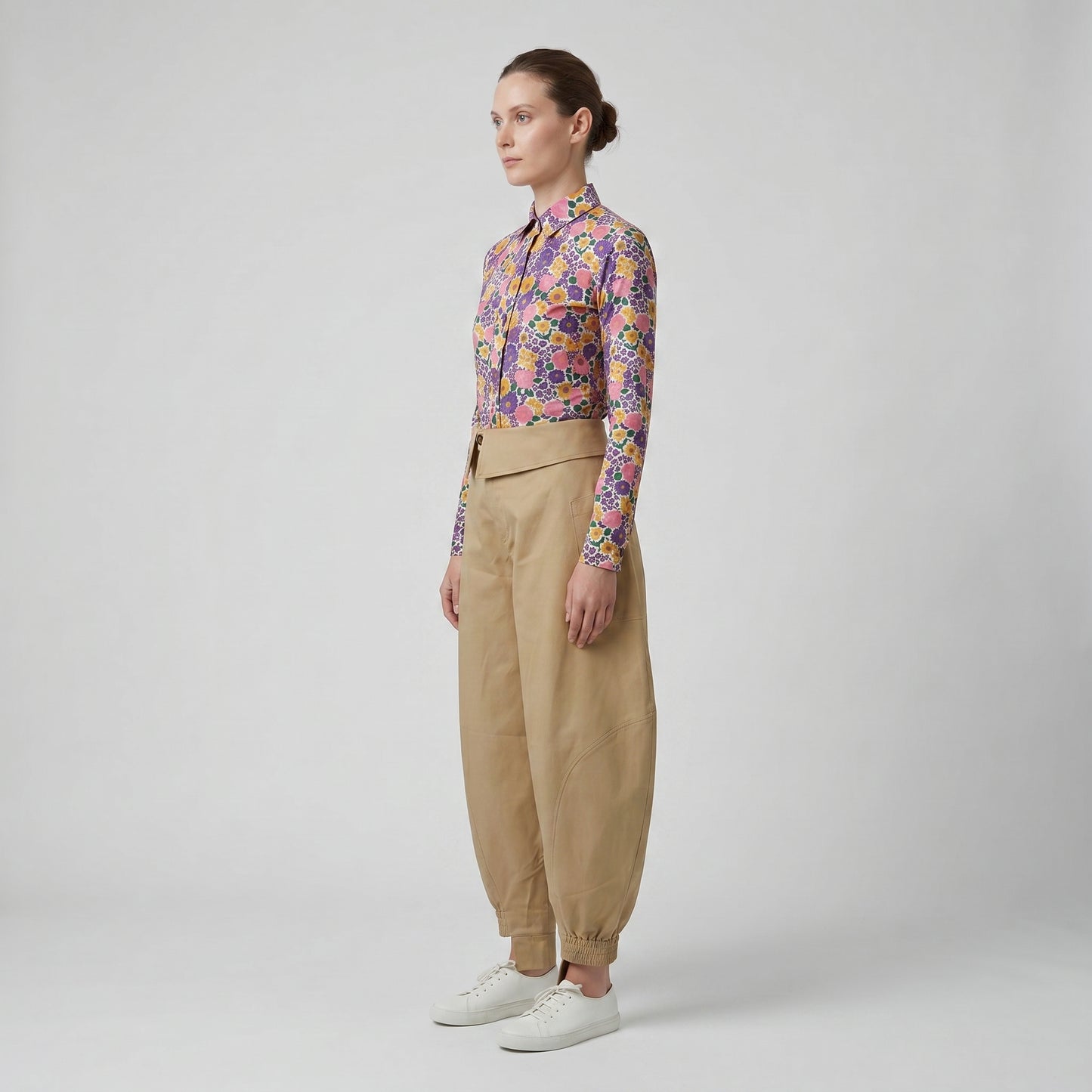Sculptural High-Waisted Cargo Trousers
