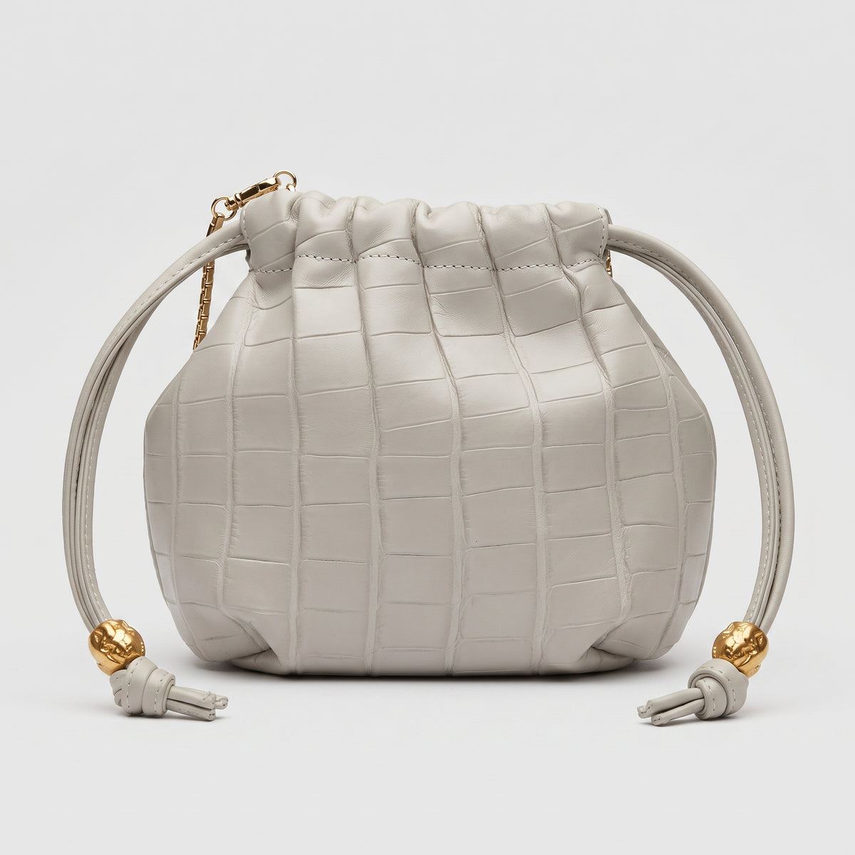Croc-Effect Leather Pouch Bag
