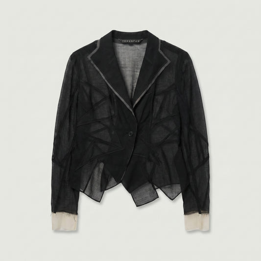 Sheer Geometric Panelled Blazer