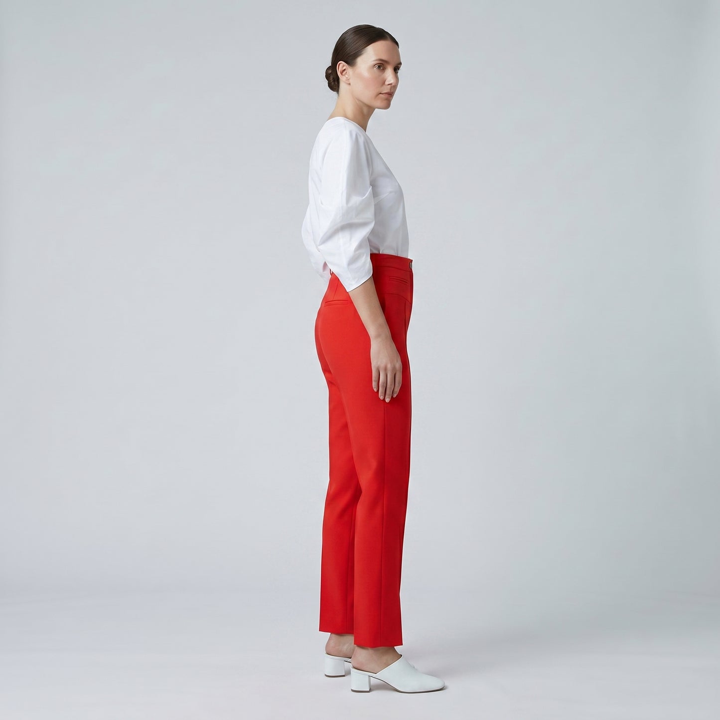 Red Tailored Split Hem Trousers