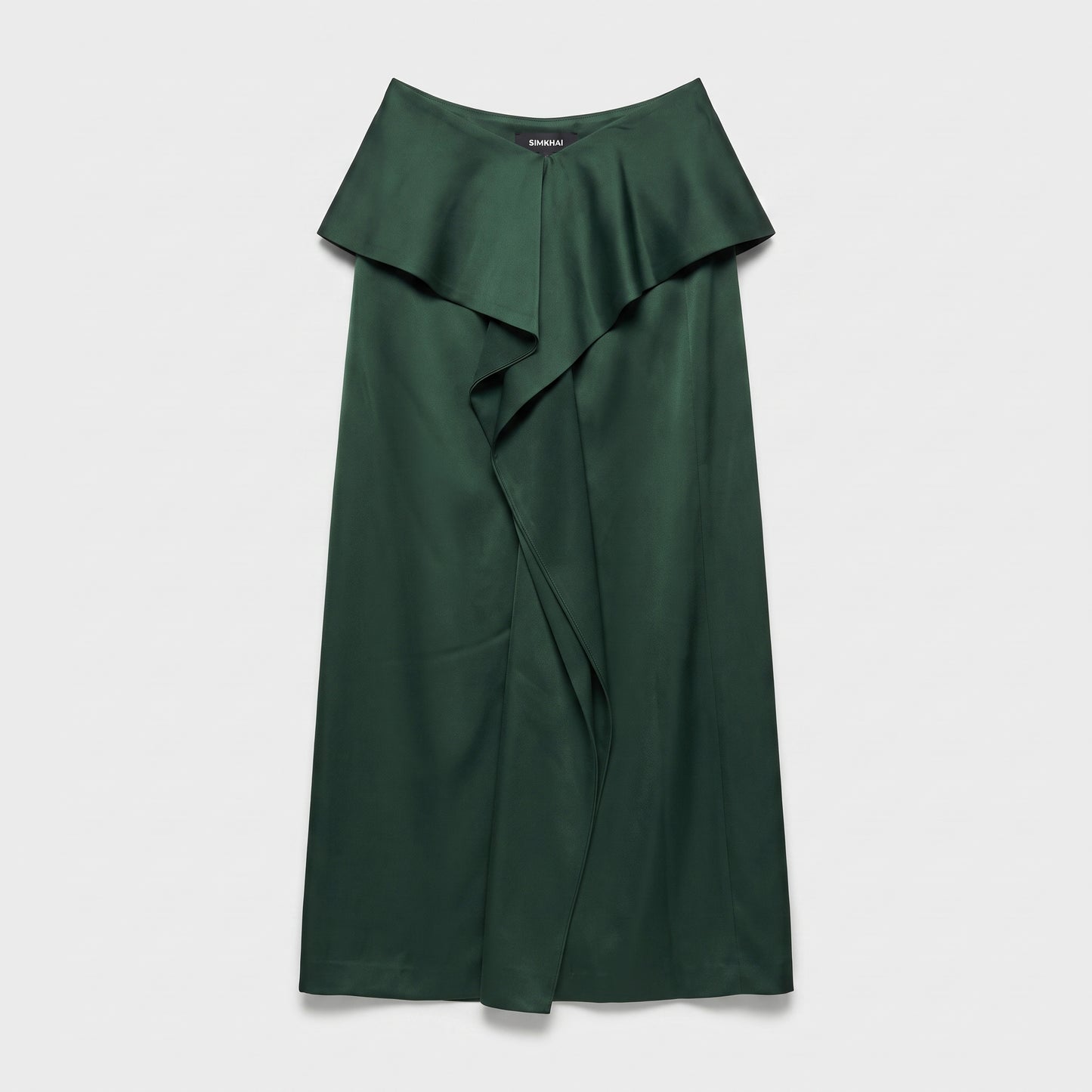 Emerald Ruffled Silk Midi Skirt
