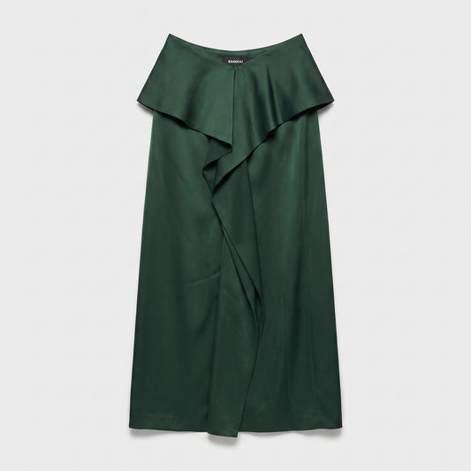 Emerald Ruffled Silk Midi Skirt