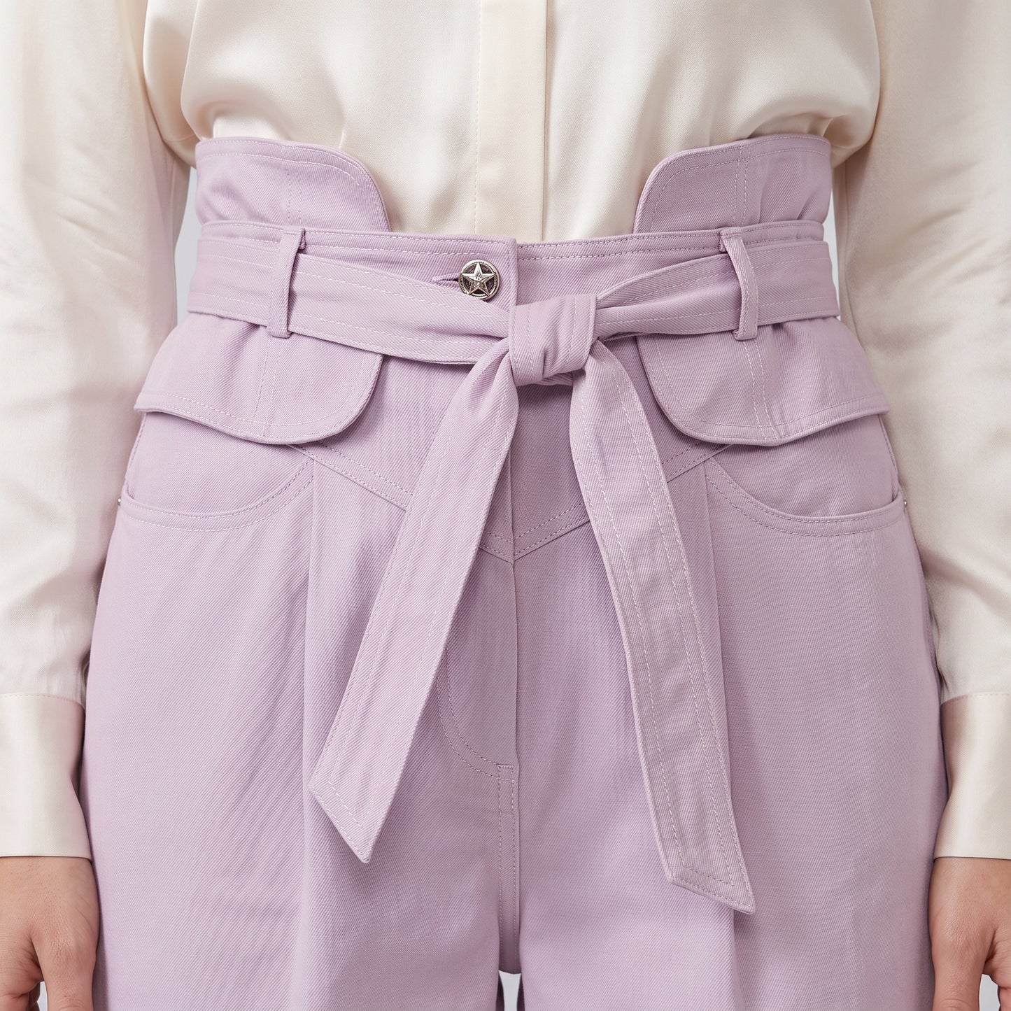Lavender High-Waisted Paperbag Trousers