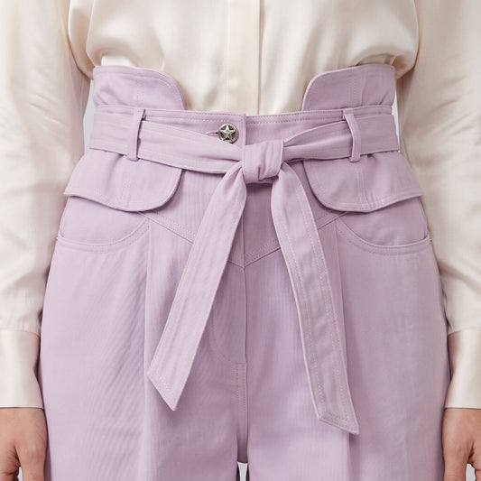 Lavender High-Waisted Paperbag Trousers