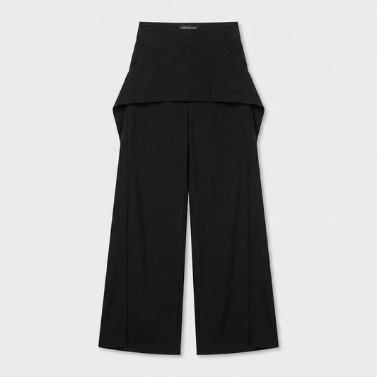 Draped Peplum Wide Leg Trousers