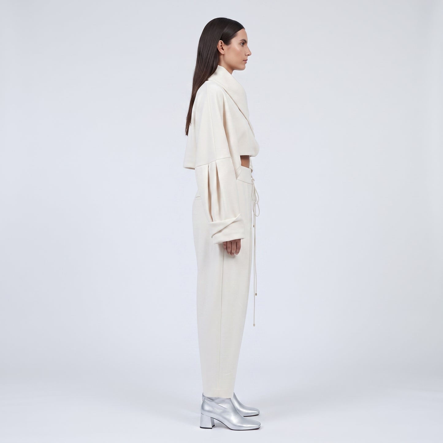 Structured Cropped Cream Jacket