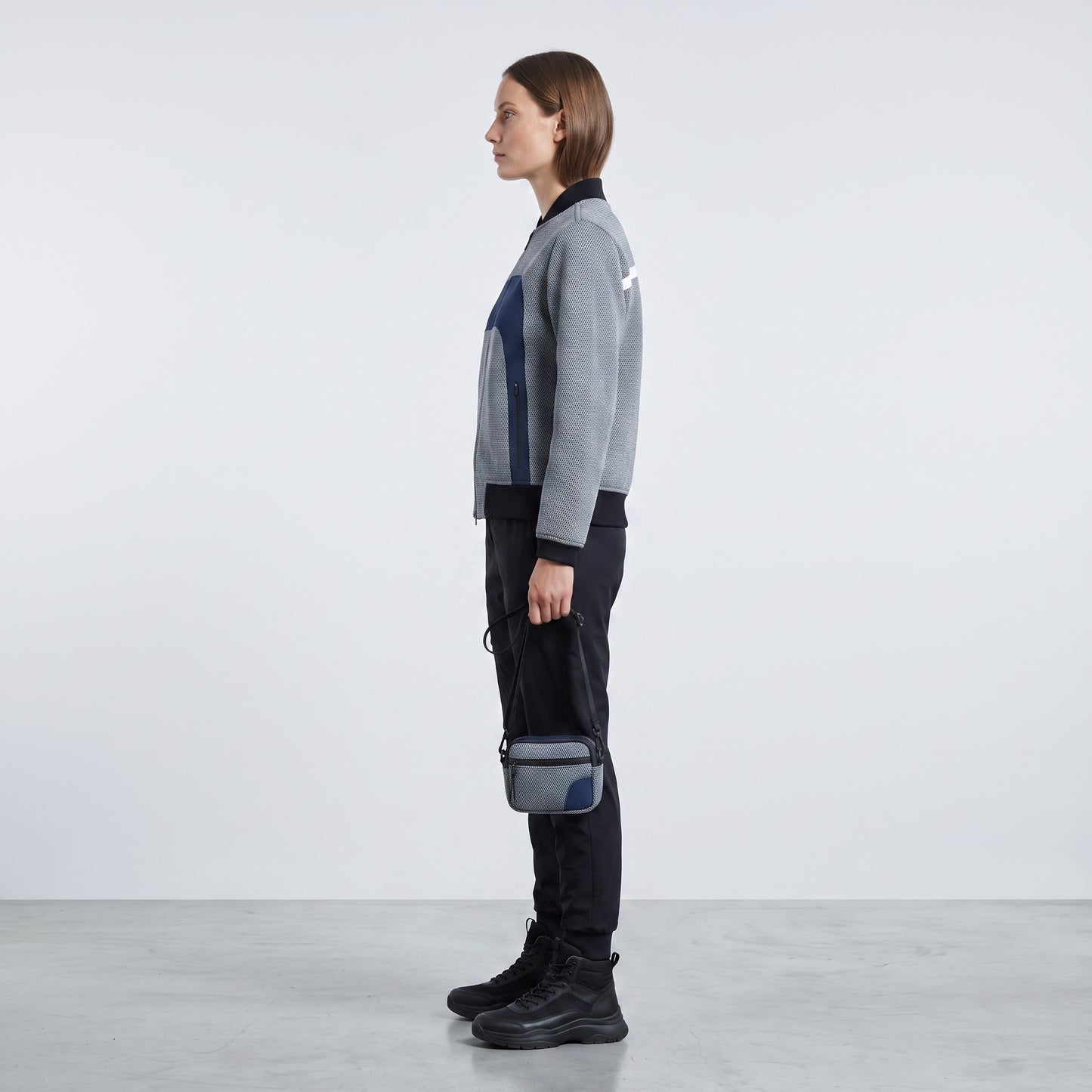 Textured Panel Zip Bomber Jacket
