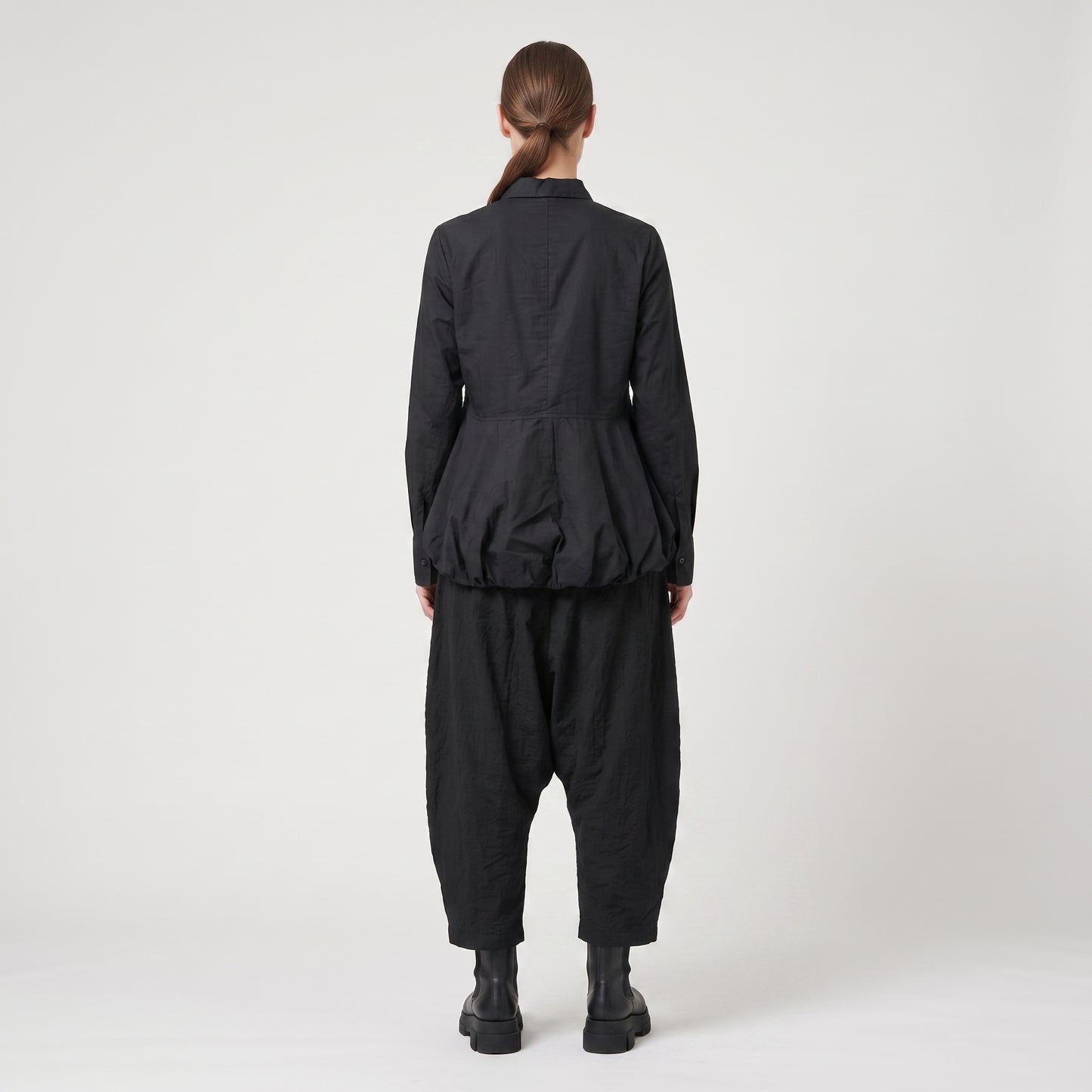 Structured Gathered Hem Cotton Shirt