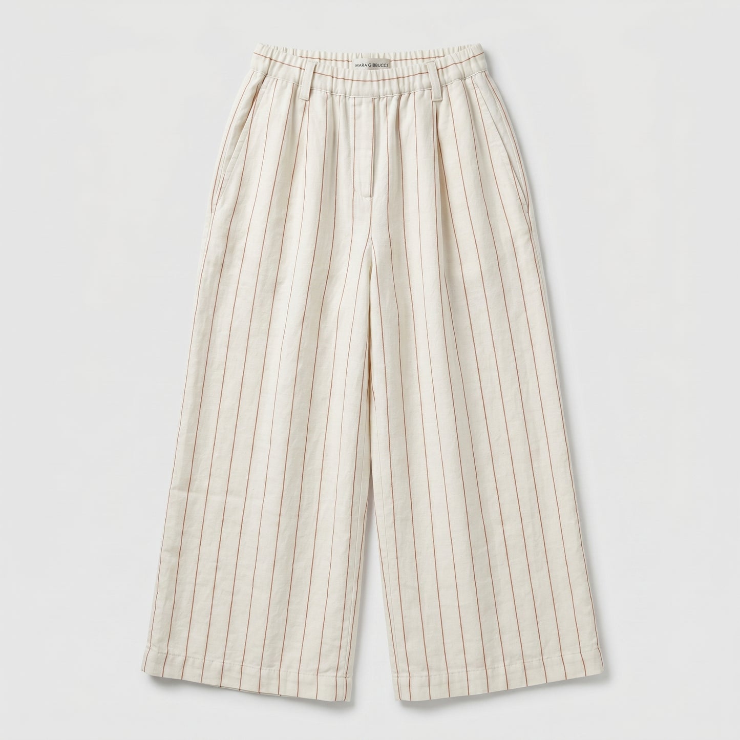 Striped High-Waist Linen Trousers