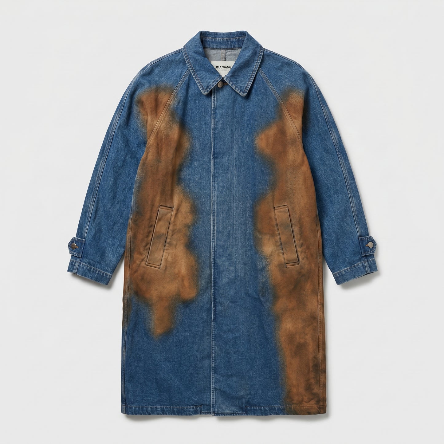 Distressed Denim Trench Coat