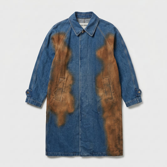 Distressed Denim Trench Coat