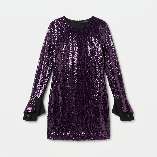 Sequin Embellished Purple Mini Dress