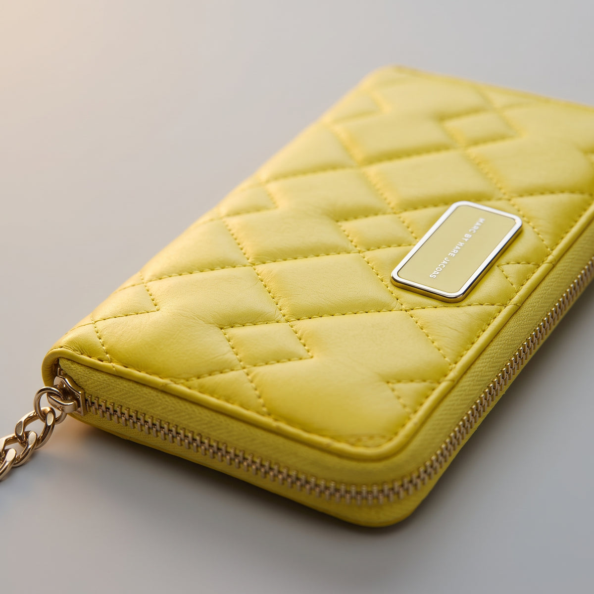 Quilted Leather Zip Around Wallet
