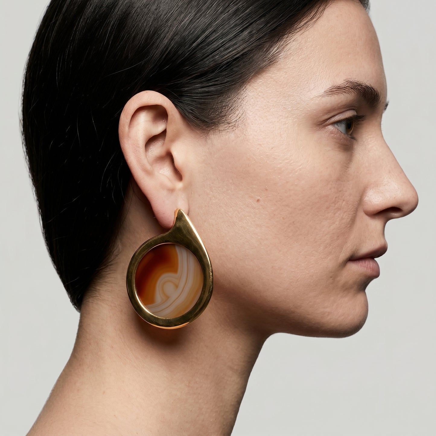 Teardrop Agate Gold Hoop Earrings