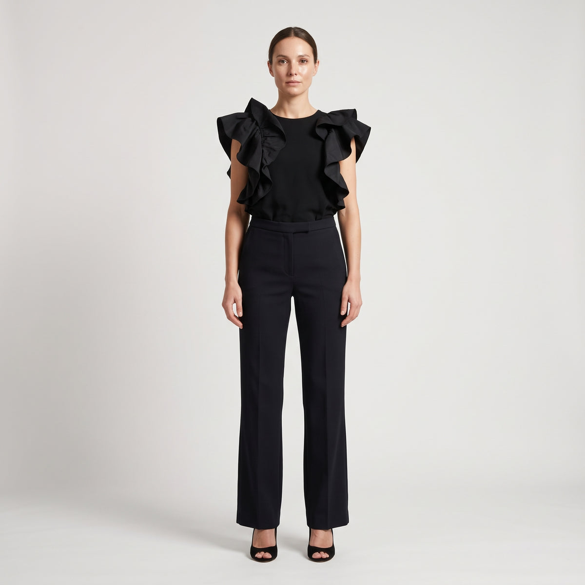 Tailored Black Straight Trousers
