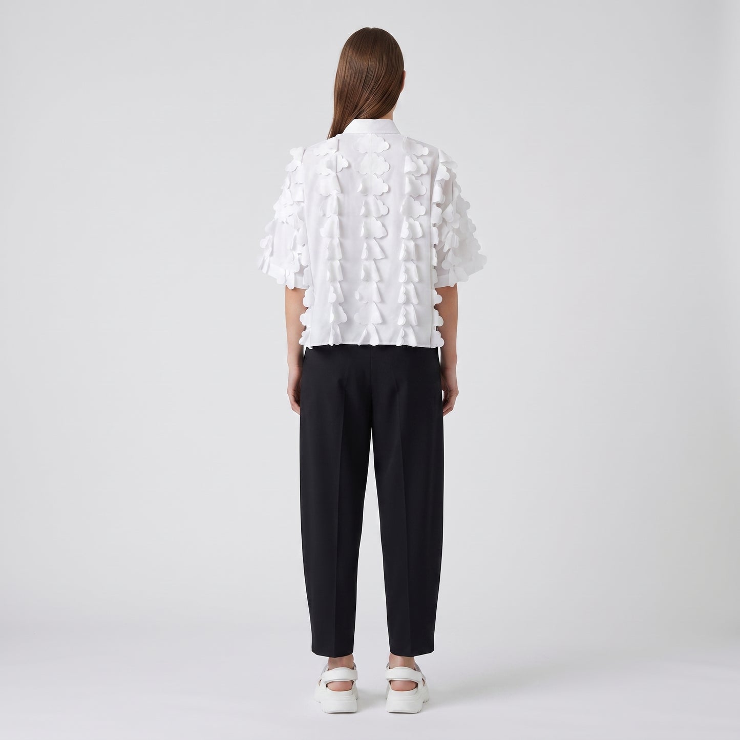 Textured White Appliqué Shirt