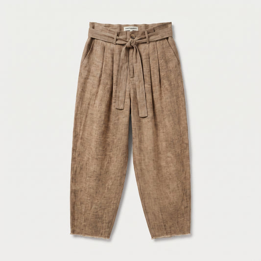 High-Waisted Linen Tie Trousers