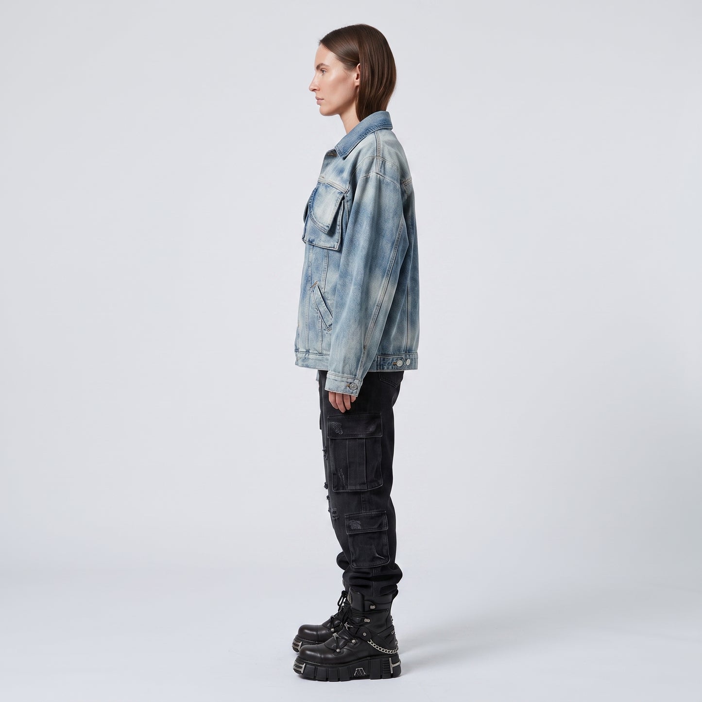 Distressed Light Wash Denim Jacket